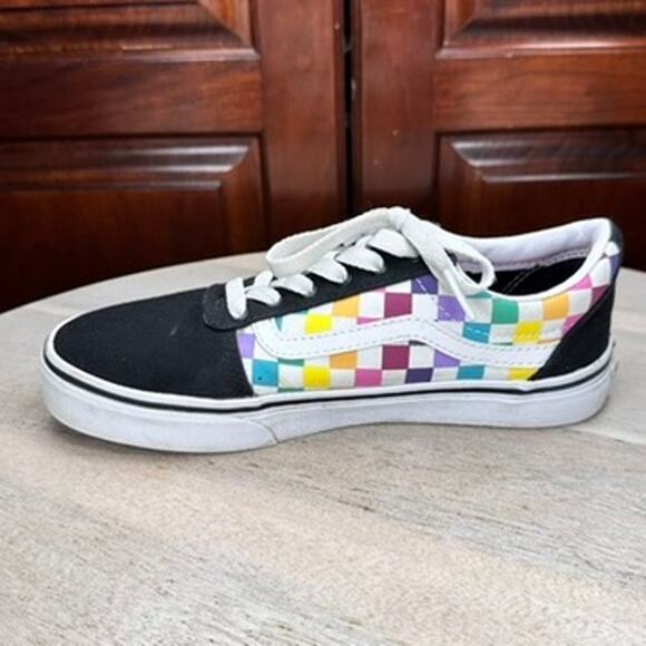 Vans Old Skool Checkerboard Kids Shoes Size 3.5 Black Multicolor Low 500714 - Picture 3 of 12